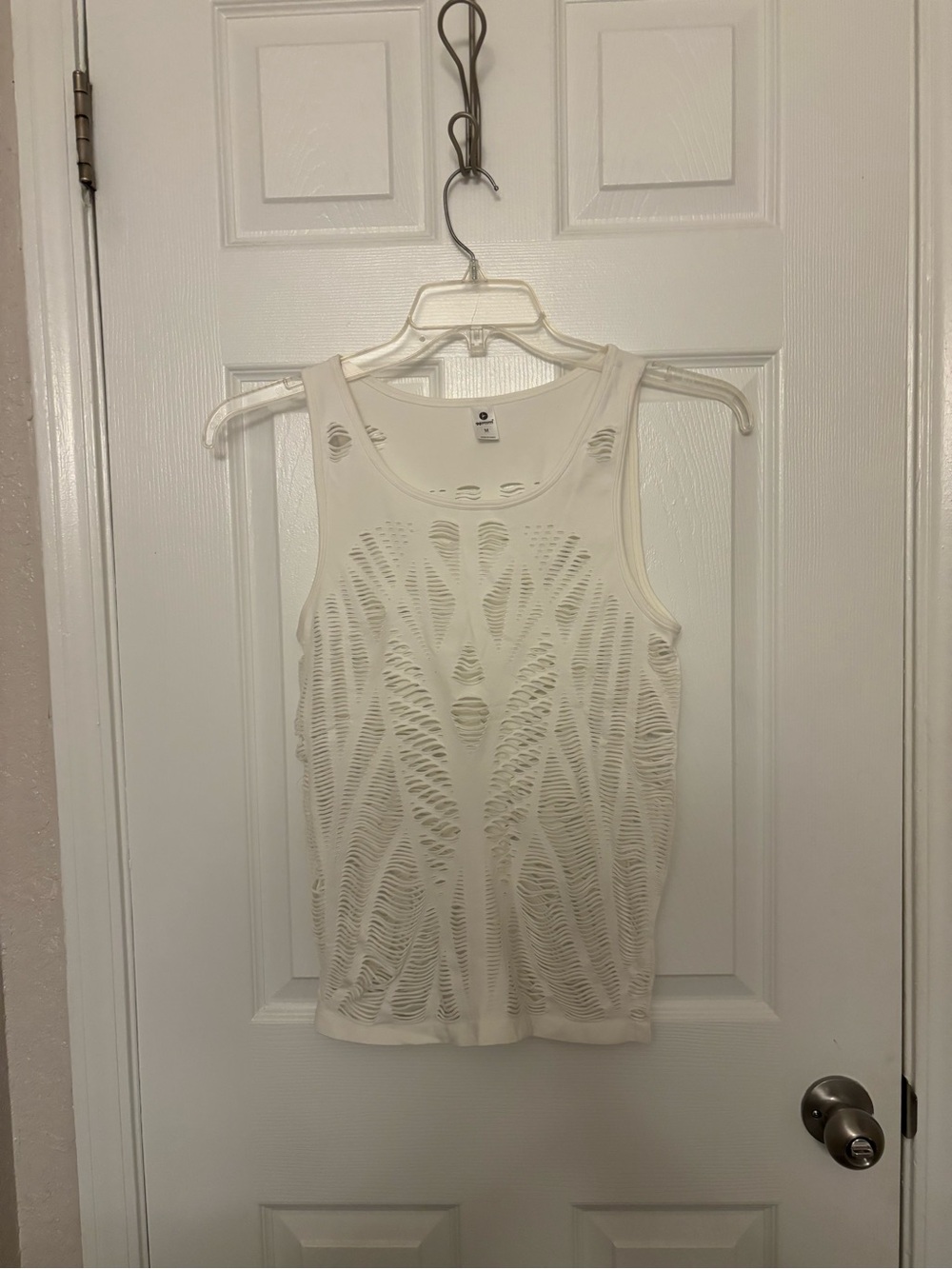 White Ripped Workout Top - Size Medium
